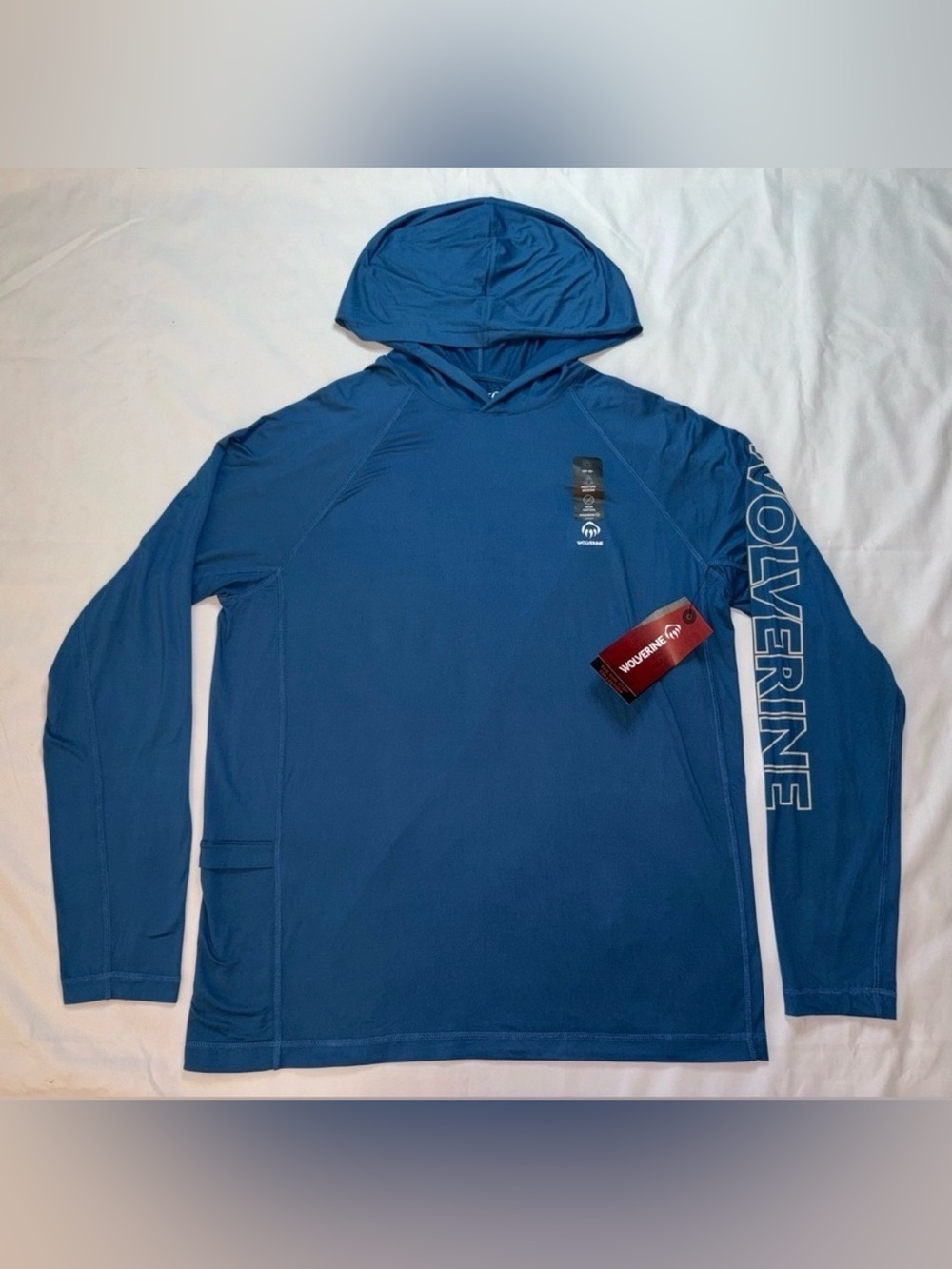 Wolverine Blue UPF 50+ Sun Stop Long Sleeve Hoodie Men’s M NWT